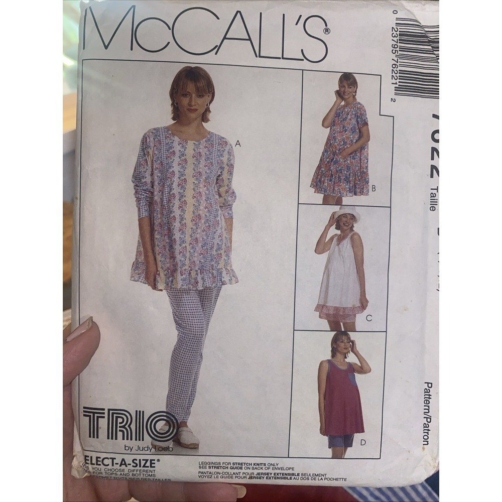 Vintage 1996 McCall’s Maternity Outfit Pattern 7622 Size 8-12 Uncut Trio